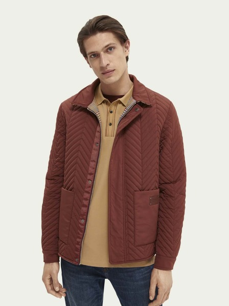 Scotch & Soda Καφέ και μπεζ ανδρικό αναστρέψιμο μπουφάν Scotch & Soda