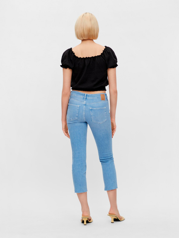 Pieces Μαύρη κοντή μπλούζα Pieces Leaf