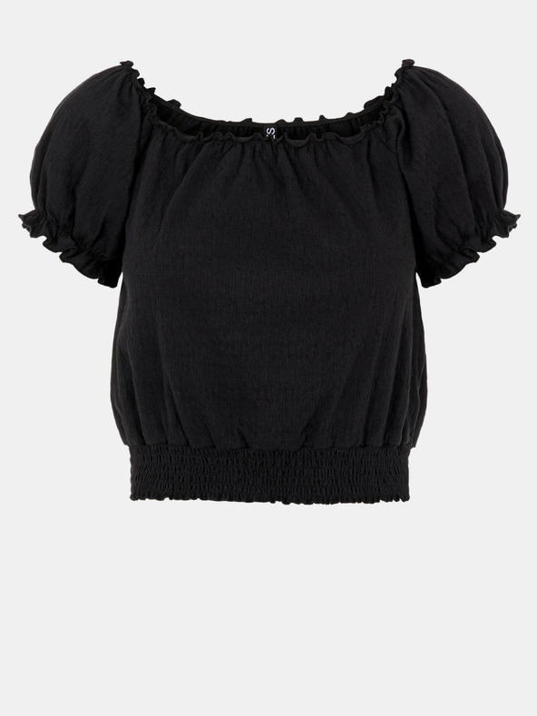 Pieces Μαύρη κοντή μπλούζα Pieces Leaf