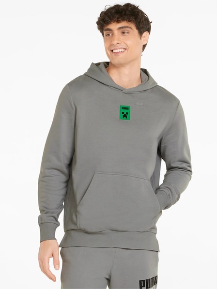 Puma Puma x MINECRAFT ανδρικό γκρι φούτερ με κουκούλα