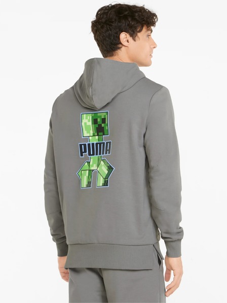 Puma Puma x MINECRAFT ανδρικό γκρι φούτερ με κουκούλα