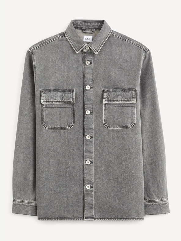 Celio Γκρι Ανδρικό τζιν πουκάμισο Celio Battery
