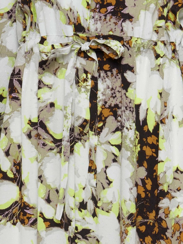 ICHI Καφέ και λευκό φλοράλ φόρεμα με γραβάτα ICHI