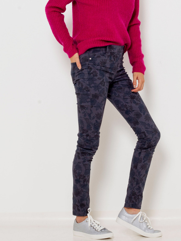 CAMAIEU Σκούρο μπλε παντελόνι στενής εφαρμογής με μοτίβο CAMAIEU