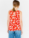 CAMAIEU Πορτοκαλί λινό μπλουζάκι με λουλούδια CAMAIEU