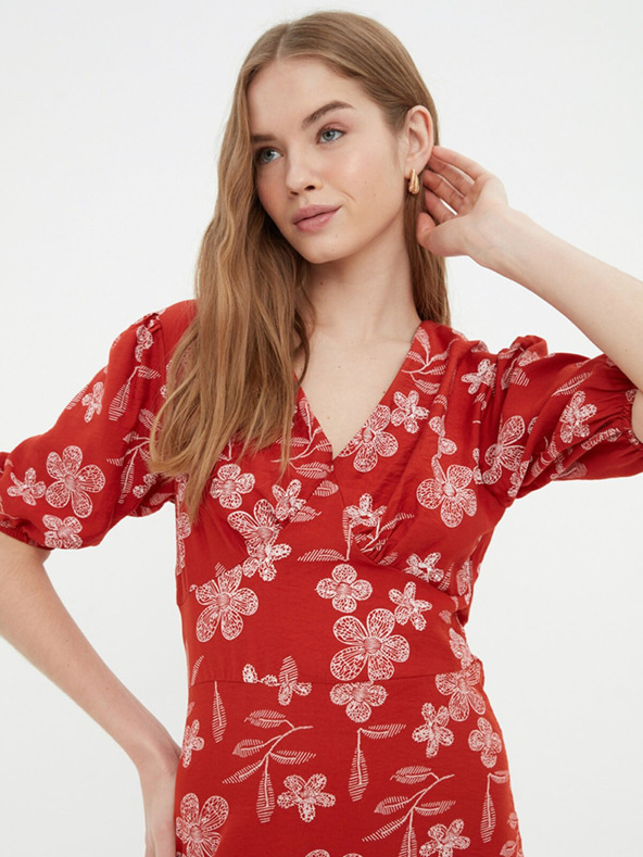 Trendyol Brick Γυναικείο φλοράλ κοντό φόρεμα Trendyol