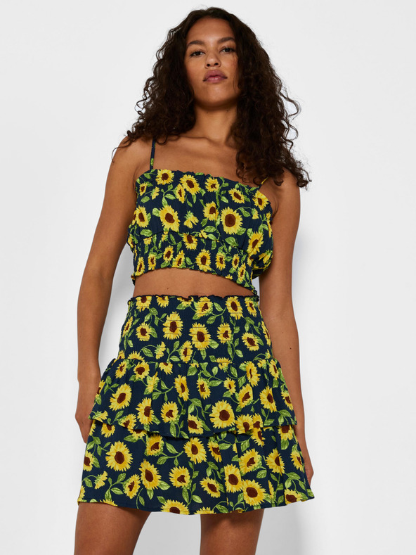 Noisy May Κίτρινη και μπλε φλοράλ κοντή φούστα Noisy May Sunflower