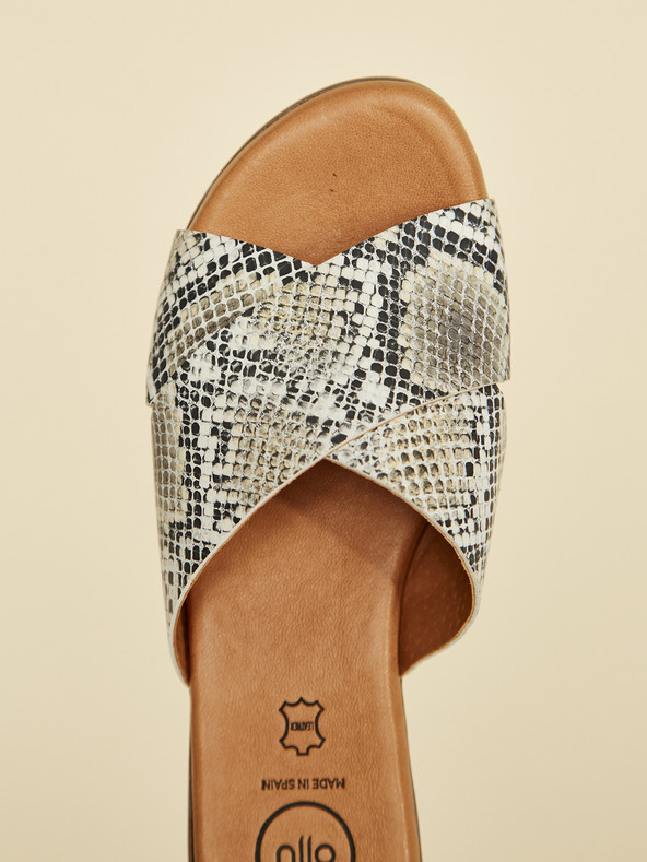 Ojju Γκρι δερμάτινες παντόφλες με σχέδιο φιδιού OJJU