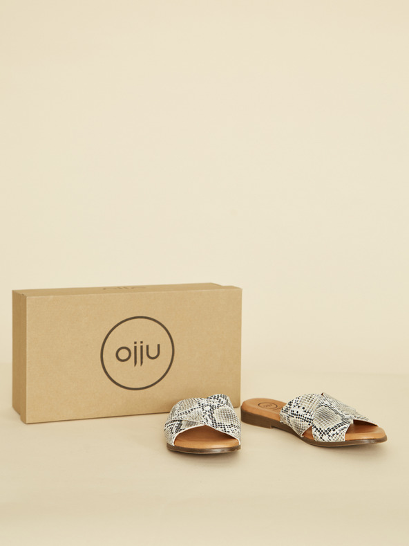 Ojju Γκρι δερμάτινες παντόφλες με σχέδιο φιδιού OJJU