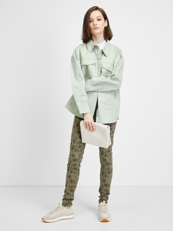 CAMAIEU Χακί παντελόνι στενής εφαρμογής με μοτίβο CAMAIEU