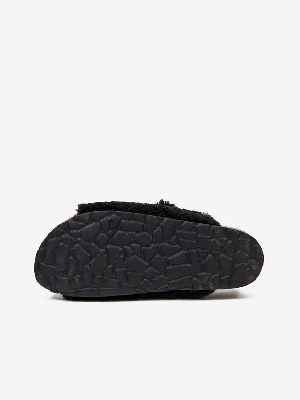 Replay Μαύρες γυναικείες παντόφλες από ψεύτικη γούνα Replay