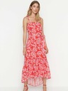 Trendyol Κόκκινο floral strappy μίντι φόρεμα Trendyol