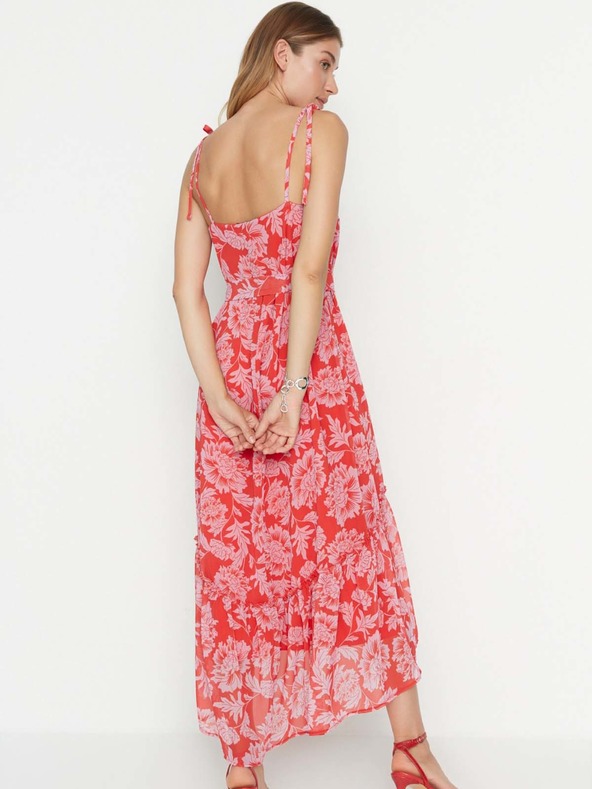 Trendyol Κόκκινο floral strappy μίντι φόρεμα Trendyol