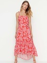 Trendyol Κόκκινο floral strappy μίντι φόρεμα Trendyol