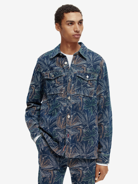 Scotch & Soda Σκούρο μπλε ανδρικό τζιν μπουφάν με μοτίβο Scotch & Soda