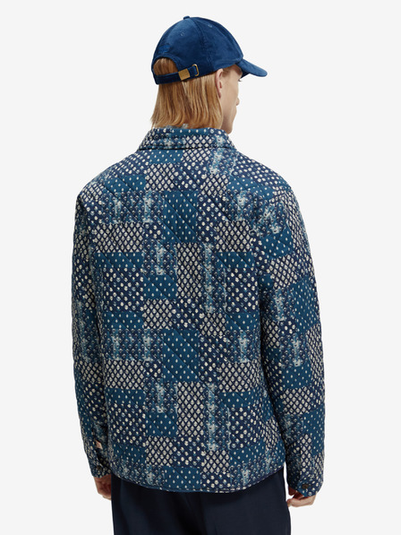 Scotch & Soda Μπλε ανδρικό πανωφόρι Scotch & Soda με μοτίβο και καπιτονέ πουκάμισο