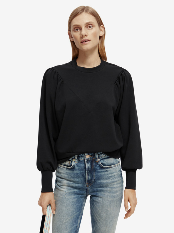 Scotch & Soda Μαύρο γυναικείο φούτερ με μανίκια μπαλόνι Scotch & Soda