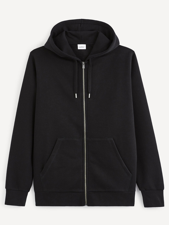Celio Μαύρο βασικό φούτερ με κουκούλα Celio Vethree