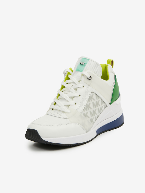 Michael Kors Γυναικεία δερμάτινα αθλητικά παπούτσια Michael Kors Georgie Trainer Wedge White