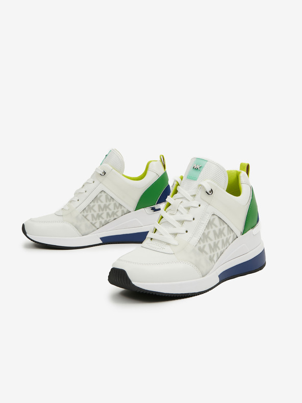 Michael Kors Γυναικεία δερμάτινα αθλητικά παπούτσια Michael Kors Georgie Trainer Wedge White