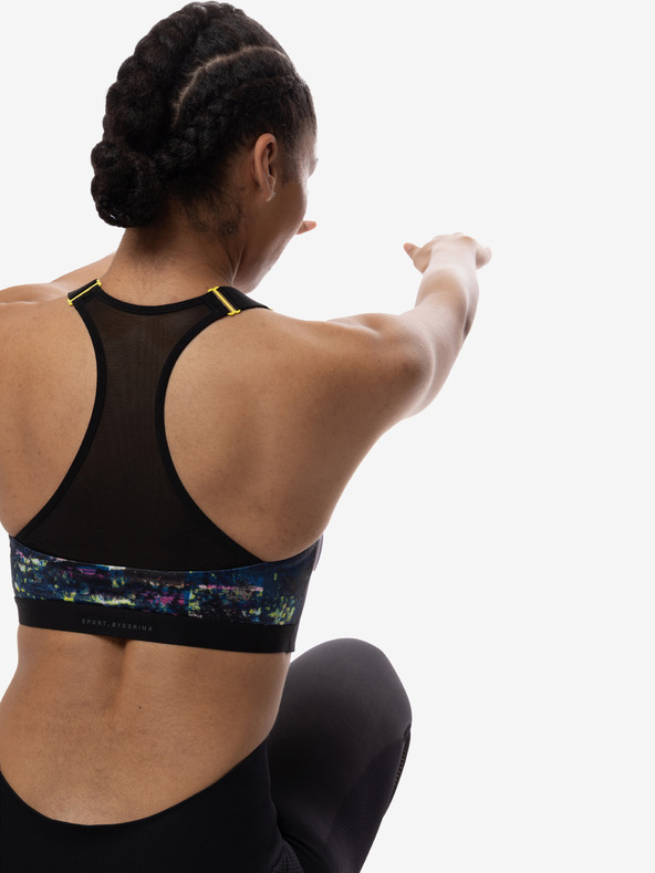 DORINA Μαύρο γυναικείο αθλητικό σουτιέν με σχέδια DORINA Sully