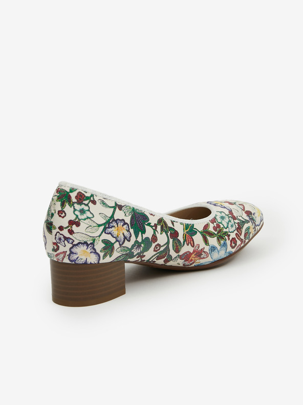 Rieker Λευκές γυναικείες δερμάτινες φλοράλ γόβες Rieker