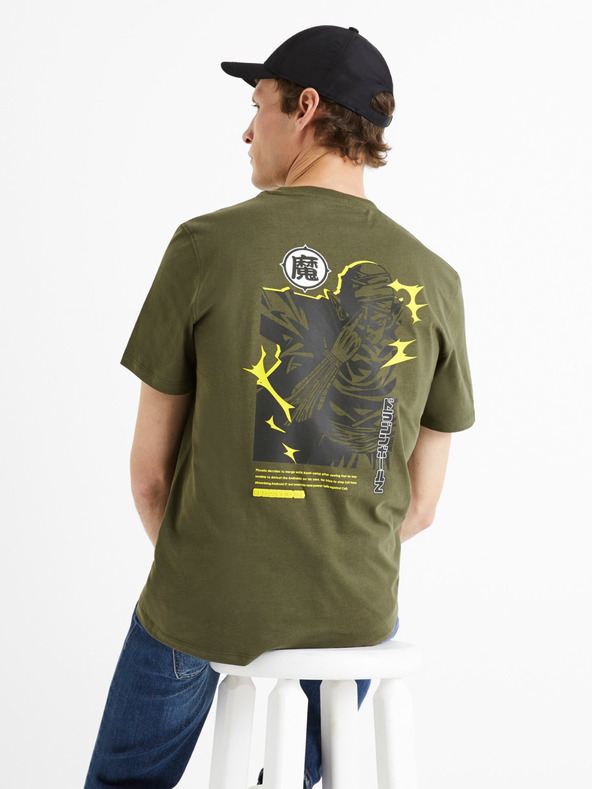 Celio Πράσινο ανδρικό βαμβακερό μπλουζάκι Celio Dragon Ball Z