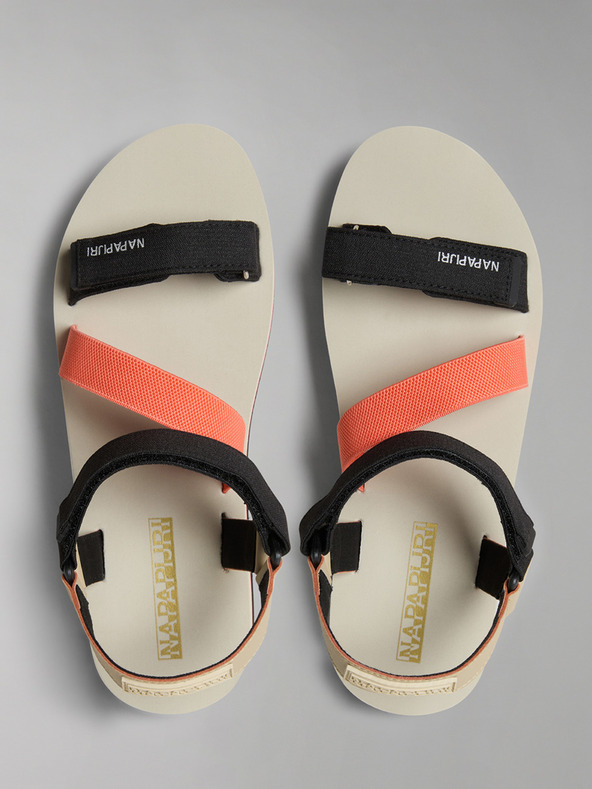 Napapijri Μαύρα και πορτοκαλί γυναικεία σανδάλια NAPAPIJRI