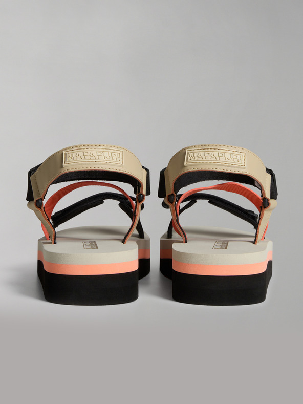 Napapijri Μαύρα και πορτοκαλί γυναικεία σανδάλια NAPAPIJRI