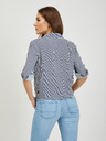 Orsay Λευκό και μπλε γυναικείο ριγέ πουκάμισο με κόμπο ORSAY