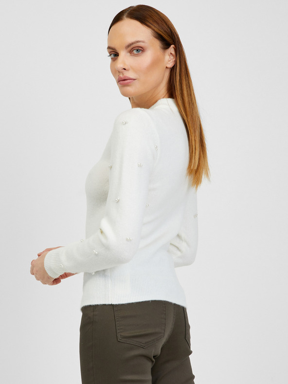 Orsay Λευκή γυναικεία ζακέτα με διακοσμητικές λεπτομέρειες ORSAY