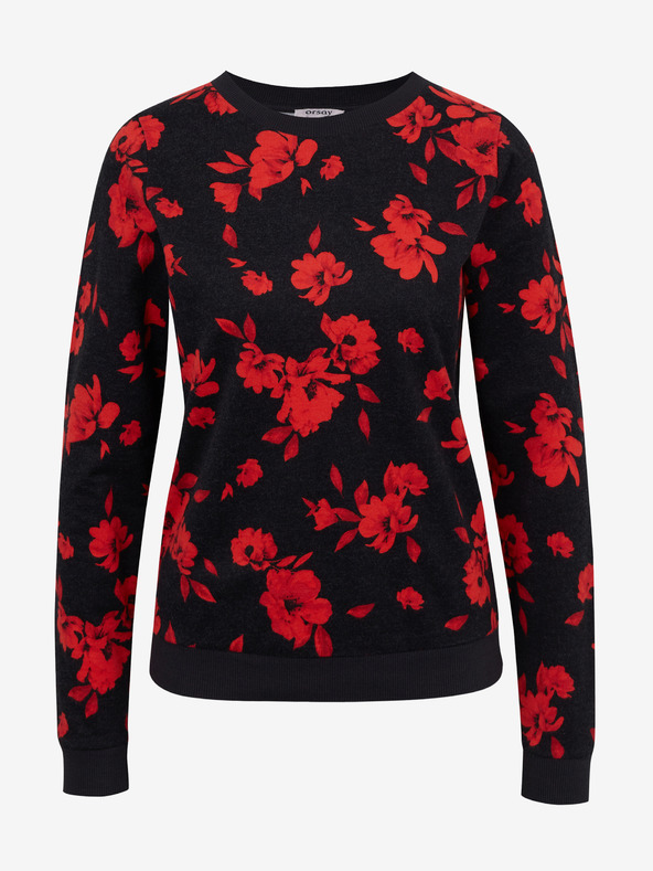 Orsay Κόκκινο και μαύρο γυναικείο φλοράλ φούτερ ORSAY