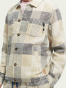 Scotch & Soda Scotch & Soda γκρι και κρεμ ανδρικό σακάκι από λινό καρό πουκάμισο