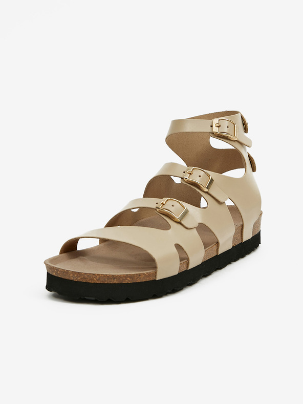 Ojju Μπεζ γυναικεία σανδάλια αστραγάλου OJJU