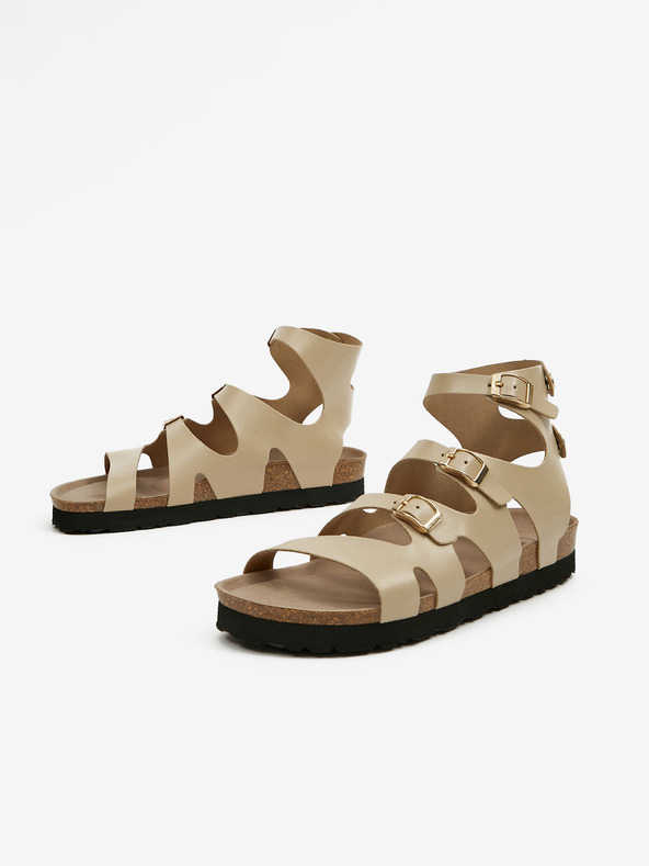 Ojju Μπεζ γυναικεία σανδάλια αστραγάλου OJJU