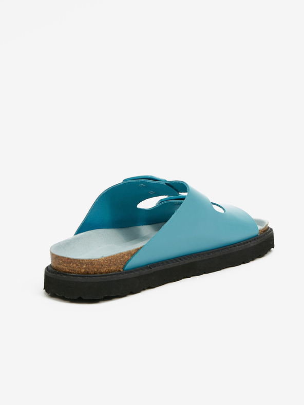 Ojju Τυρκουάζ γυναικείες δερμάτινες παντόφλες πλατφόρμας OJJU