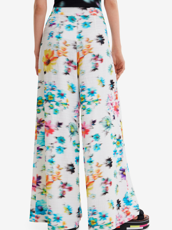 Desigual Λευκό Desigual Daniela Γυναικείο παντελόνι με λουλούδια