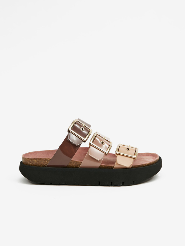 Ojju Μωβ και μπεζ γυναικείες παντόφλες πλατφόρμα OJJU