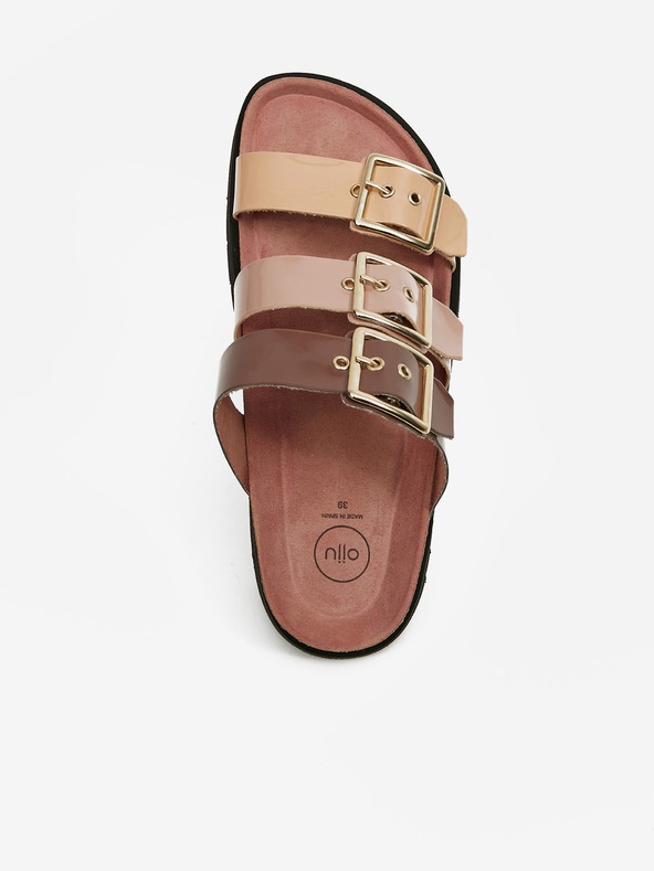 Ojju Μωβ και μπεζ γυναικείες παντόφλες πλατφόρμα OJJU