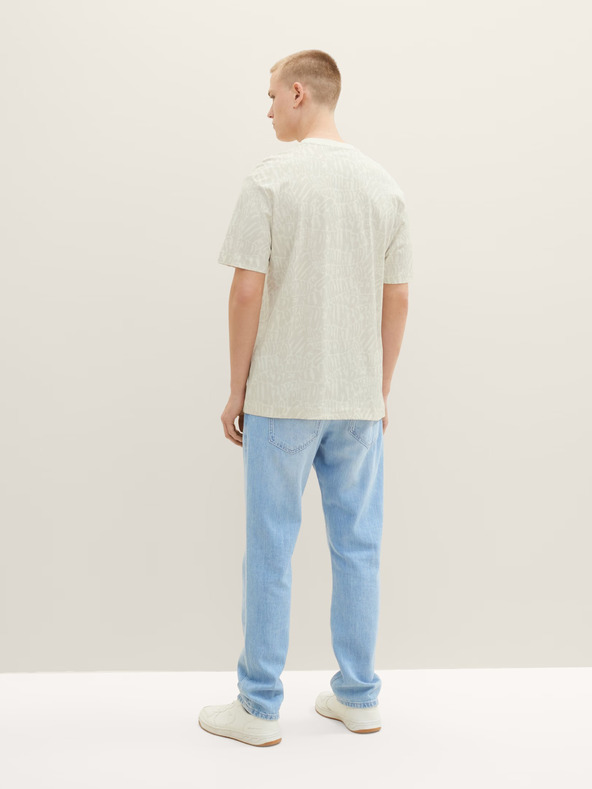 Tom Tailor Denim Κρεμ ανδρικό μοτίβο T-Shirt Tom Tailor Denim