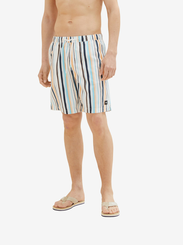 Tom Tailor Πορτοκαλί και μπλε ανδρικό ριγέ μαγιό Tom Tailor