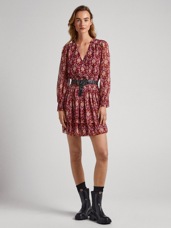 Pepe Jeans Κόκκινο γυναικείο φόρεμα με σχέδιο Pepe Jeans Gala