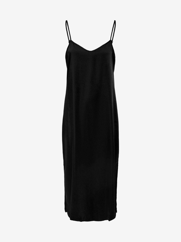 Jacqueline de Yong Μαύρο γυναικείο σατέν basic strappy maxi φόρεμα JDY Ruby