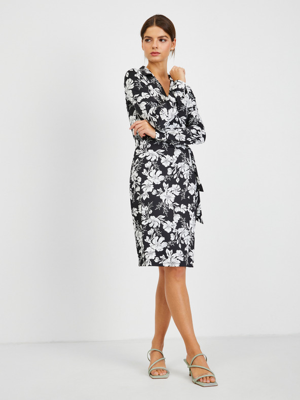Orsay ORSAY Λευκό και μαύρο γυναικείο φλοράλ φόρεμα