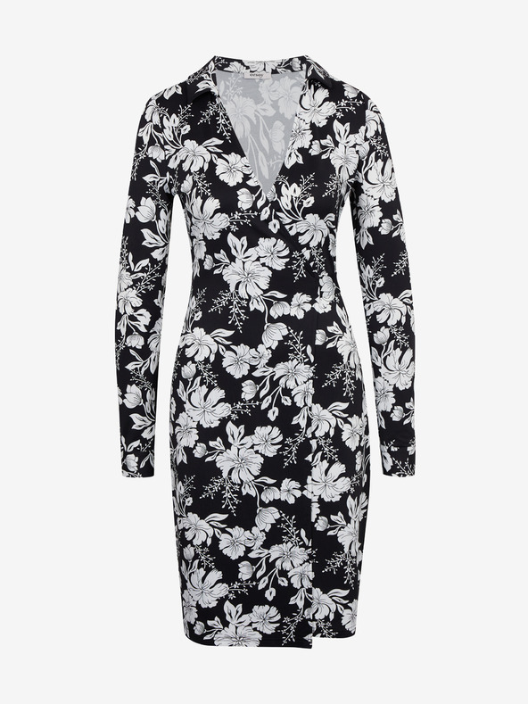 Orsay ORSAY Λευκό και μαύρο γυναικείο φλοράλ φόρεμα