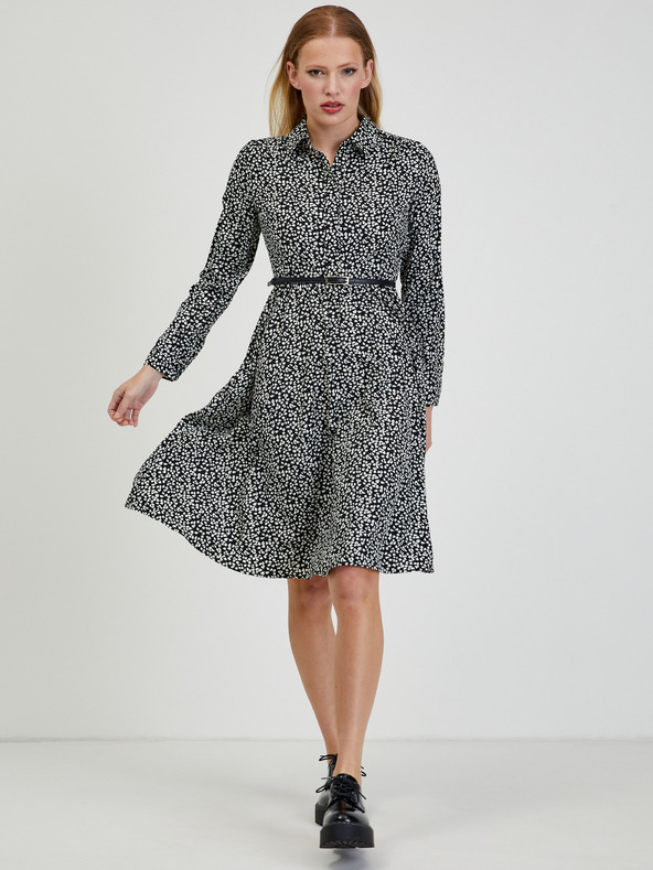 Orsay Λευκό και μαύρο γυναικείο φόρεμα ORSAY με μοτίβο
