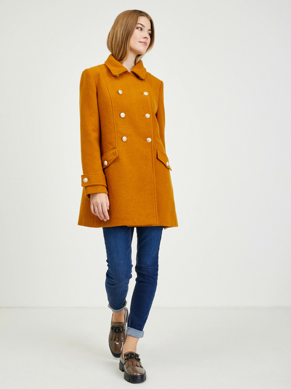 Orsay Καφέ γυναικείο χειμερινό παλτό ORSAY με μείγμα μαλλιού