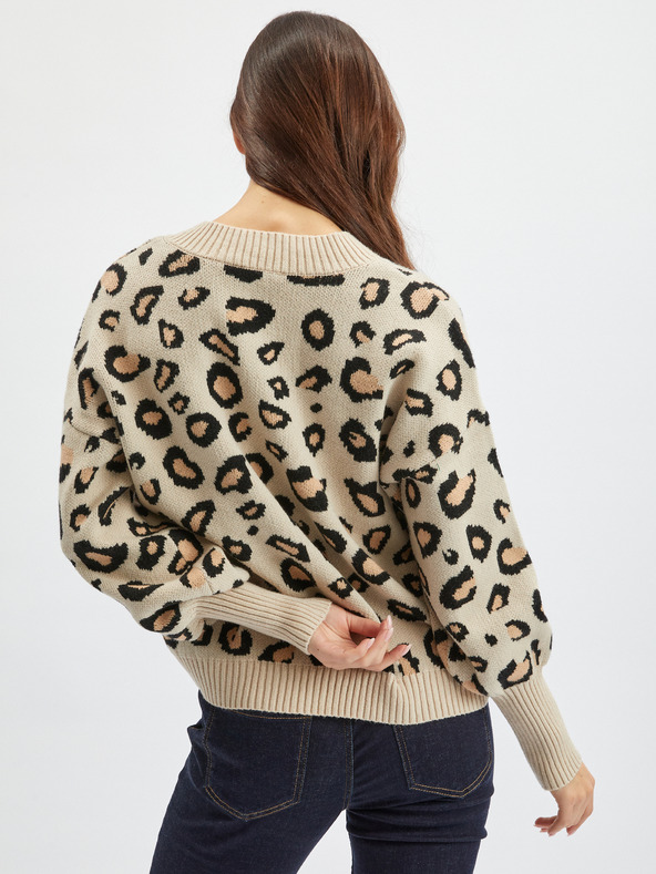 Orsay Μπεζ γυναικείο πουλόβερ με μοτίβο ORSAY