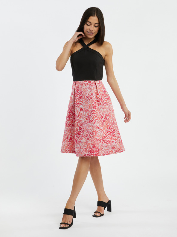 Orsay Ροζ και μαύρο γυναικείο φλοράλ φόρεμα ORSAY