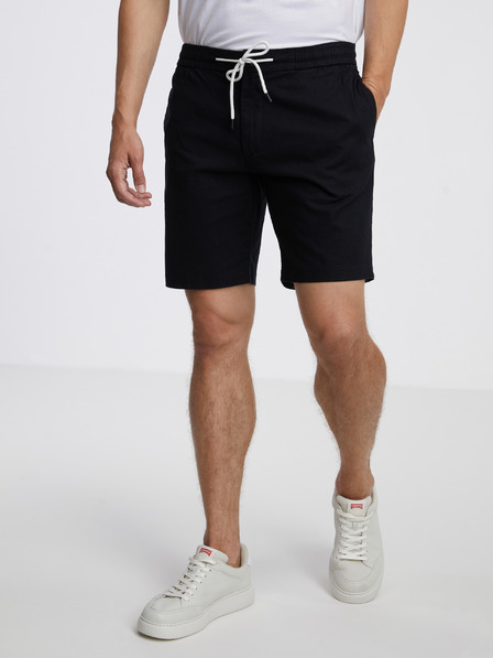 Tom Tailor Denim Μαύρο ανδρικό λινό σορτσάκι Tom Tailor Denim